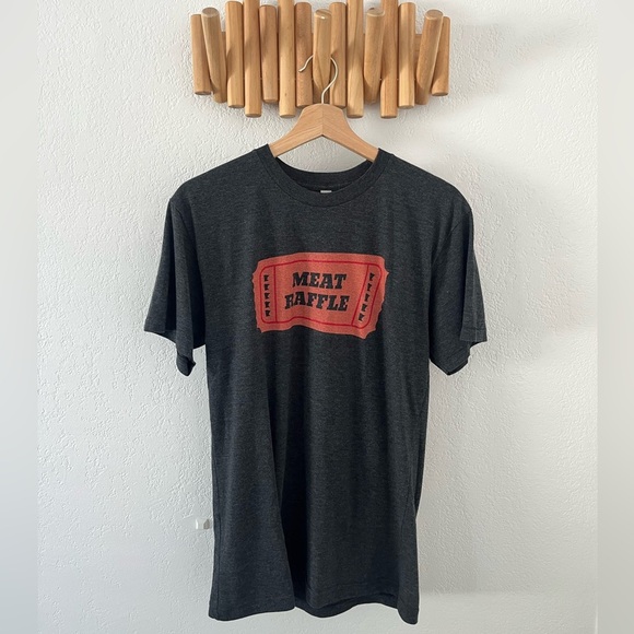 American Apparel Meat Raffle T-shirt Minnesota Midwest Unisex Medium Grey Funny - Picture 1 of 4
